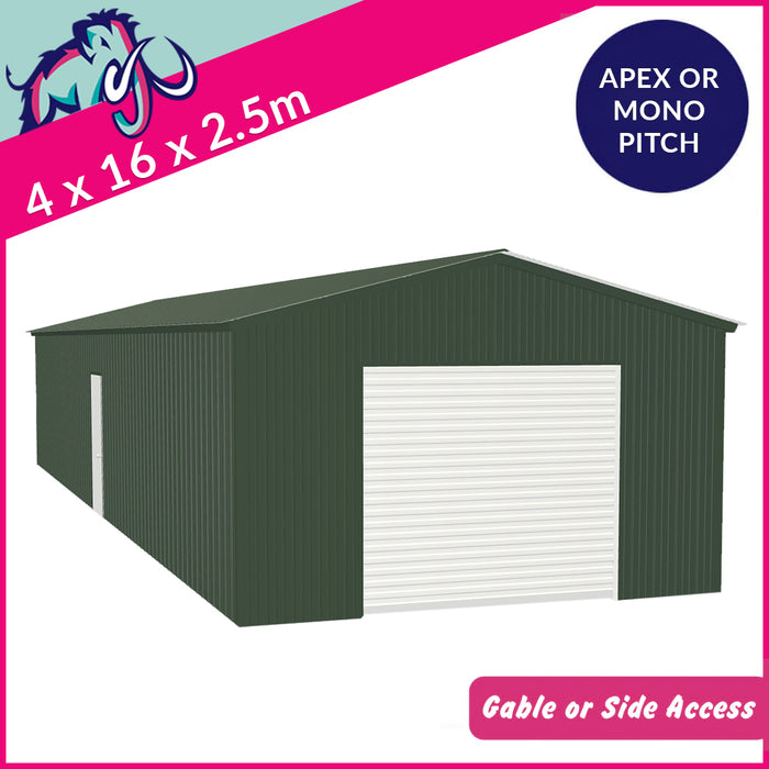 Single Steel Garage – 4 x 16 x 2.5m