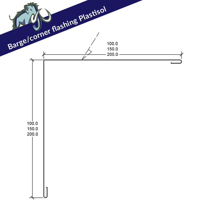 Barge/Corner Flashing - Plastisol - 200mm x 200mm x 3m