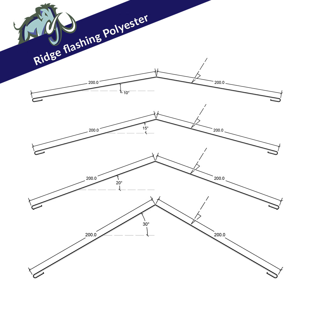 Ridge Flashing - Polyester - 200mm x 200mm x 3m – steelbuildmasters.co.uk